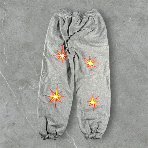 Sky High Farm Sweatpants Mens Small Grey Firework Cozy Drawstring Streetwear Art - Picture 7 of 7